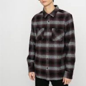 Volcom Men's Plaid Button Down Shirt - Black and Red Classic Fit